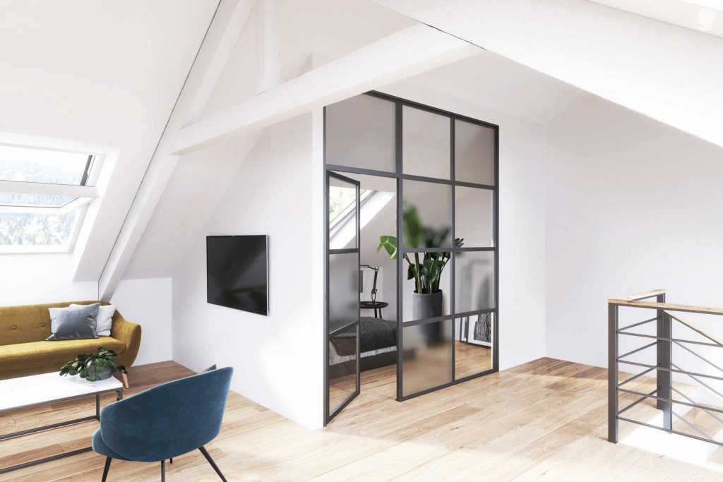 Image d'une mezzanine avec une nouvelle pièce créée à l'aide d'une verrière