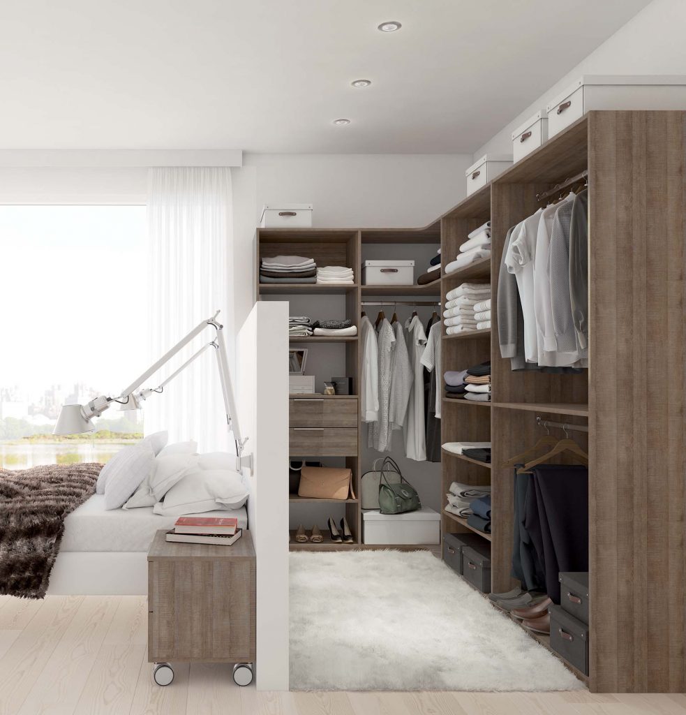 Dressing composable H2164 sans fond, décor chêne authentique brun