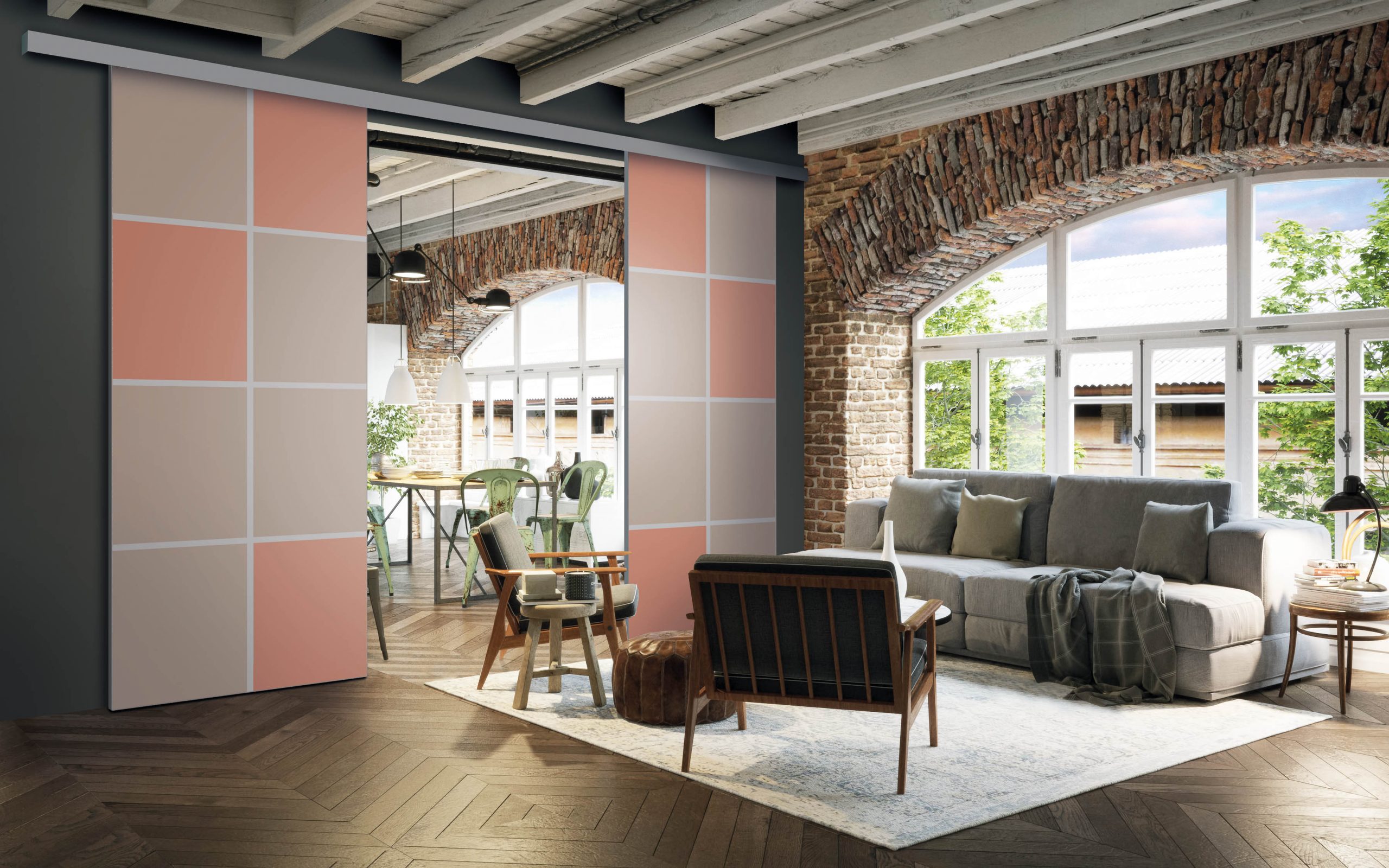 Séparation de pièces coulissante IMAGO – salon – Quadro 2 terracotta brun