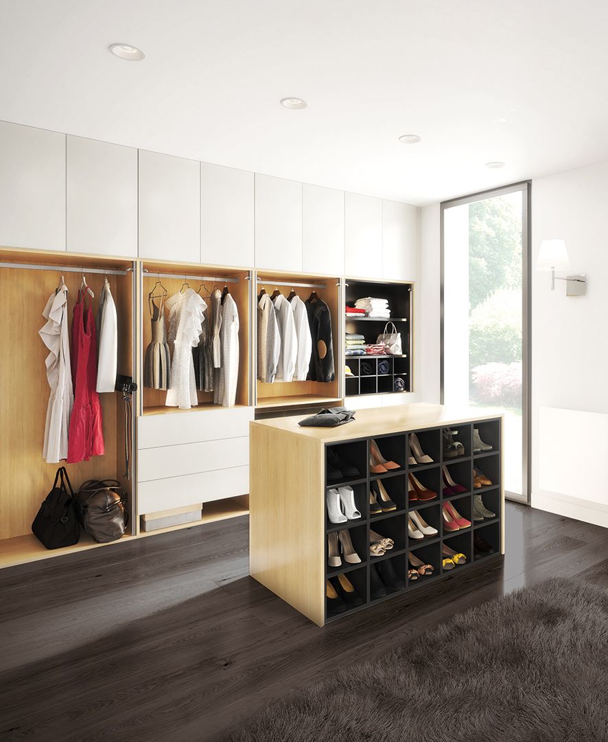Dressing sur-mesure, Perfect Blanc Mat, décor Chêne Vicenza et noir