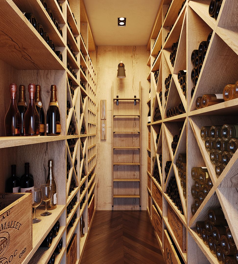 Aménagement sur-mesure, Cave à vin Chêne Halifax Naturel