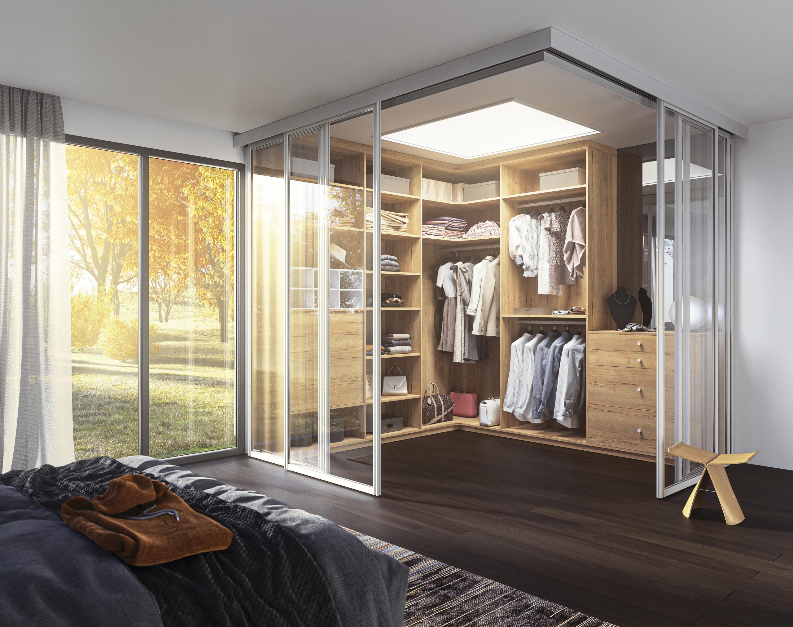 Dressing sur-mesure chêne bardolino naturel – Séparation de pièce altitude blanche