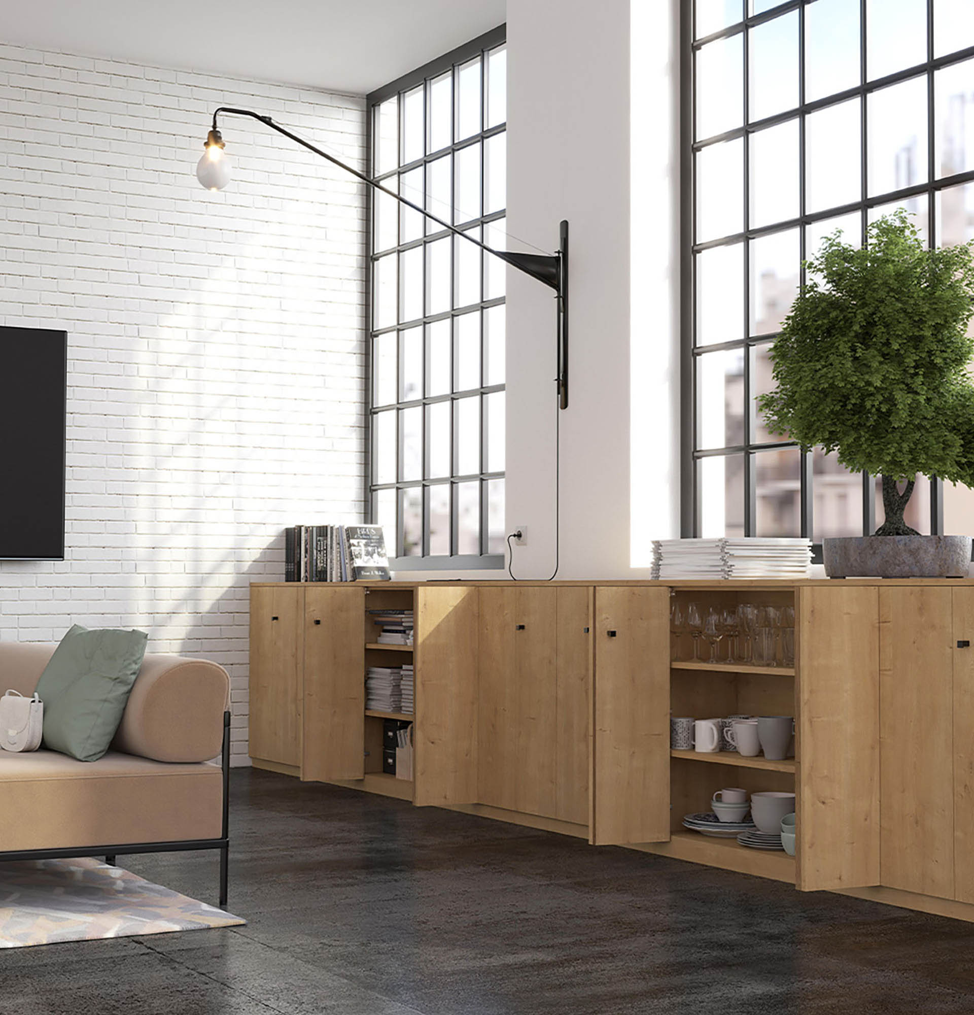 Portes pliantes, décor chêne arlington