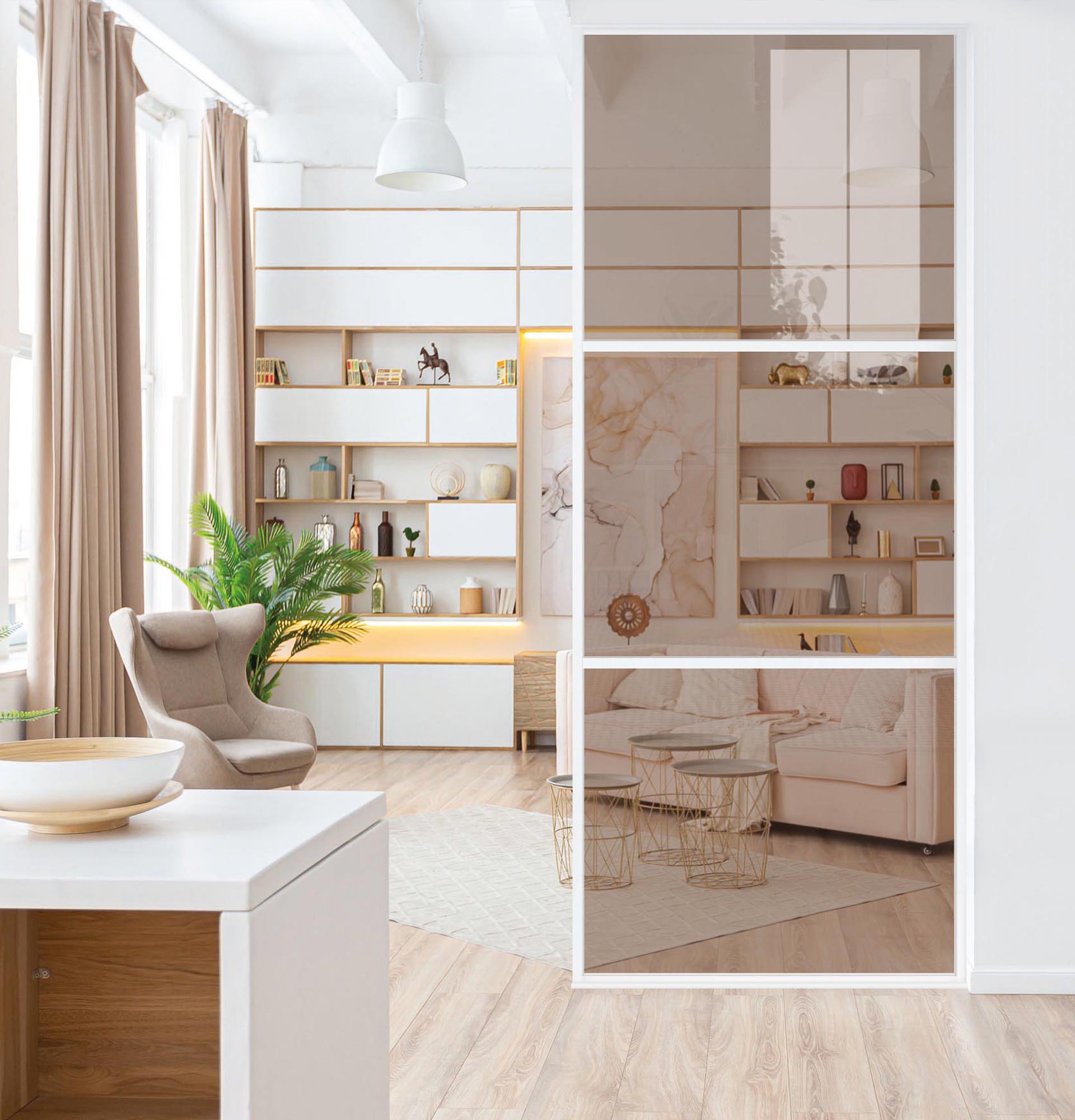 Verrière blanche trio 111, vitre feuilletée bronze